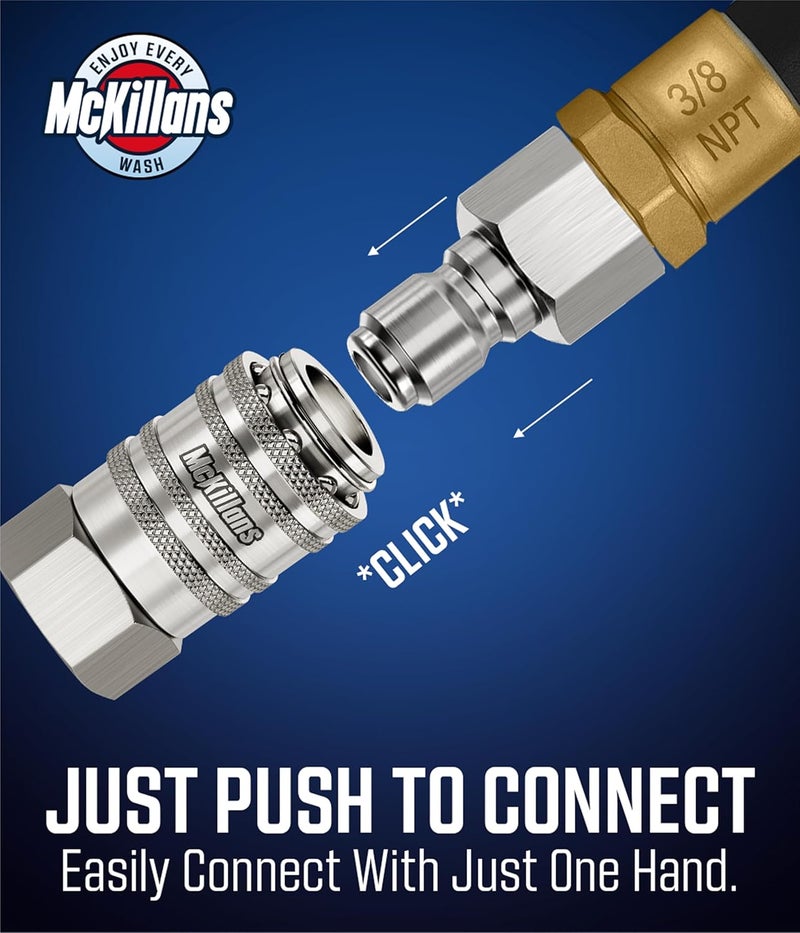 McKillans ® Automatic 3/8" NPT Female Quick Connect Fittings - Stainless Steel - 3/8" Pressure Washer Quick Connect Kit - Power Washer NPT 3/8" Quick Connect Fittings - PUSH-TO-CONNECT - Image 3